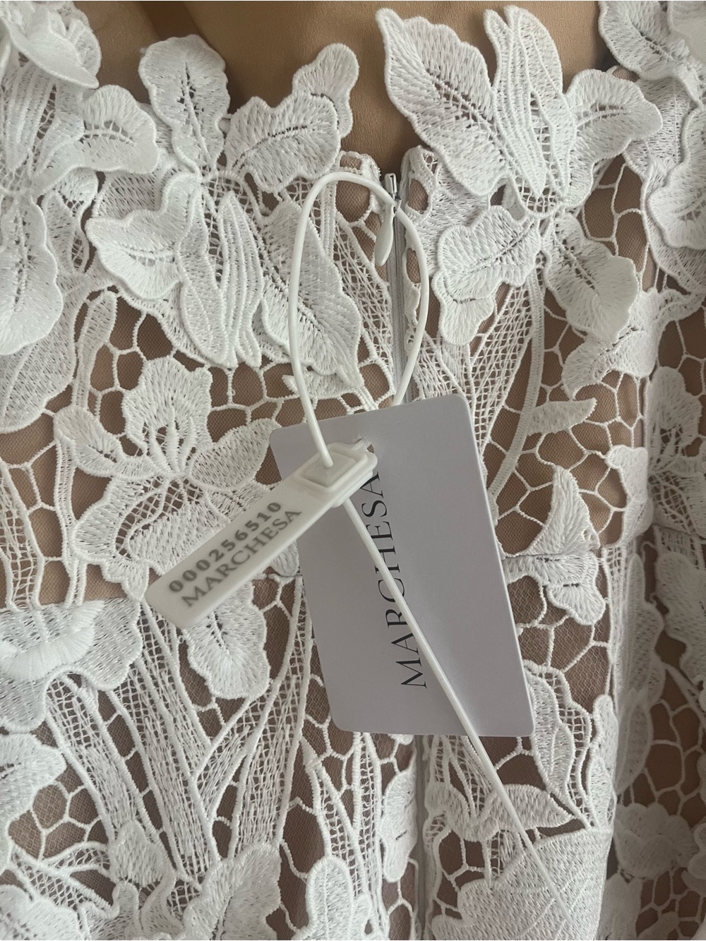 Marchesa Notte Flared guipure lace midi dress - Picture 6 of 6